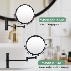 Unbranded 8 in. W x 8 in. H Round Moving Up and Down Magnifying adjustable Freestanding Bathroom Makeup Mirror in Black 15 Unbranded 8 in. W x 8 in. H Round Moving Up and Down Magnifying adjustable Freestanding Bathroom Makeup Mirror in Black -Makeup Mirrors Sales Store black makeup mirrors ls8d w bk fa 1000