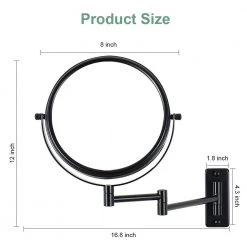 Unbranded 8 in. W X 8 in. H Round Magnifying Adjustable Freestanding Bathroom Makeup Mirror in Black -Makeup Mirrors Sales Store black makeup mirrors ls8k w bk 1f 1000