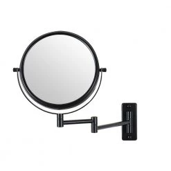 Unbranded 8 in. W X 8 in. H Round Magnifying Adjustable Freestanding Bathroom Makeup Mirror in Black