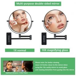 Unbranded 8 in. W X 8 in. H Round Magnifying Adjustable Freestanding Bathroom Makeup Mirror in Black -Makeup Mirrors Sales Store black makeup mirrors ls8k w bk 76 1000