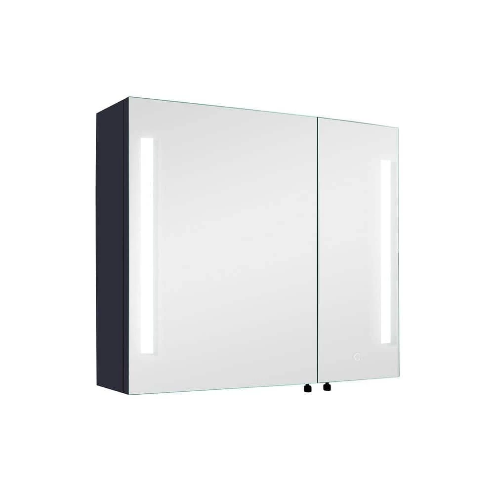 Unbranded 30 in. W x 26 in. H Medium Rectangular Black Iron Surface Mount Medicine Cabinet with Mirror and LED Light 3 Unbranded 30 in. W x 26 in. H Medium Rectangular Black Iron Surface Mount Medicine Cabinet with Mirror and LED Light