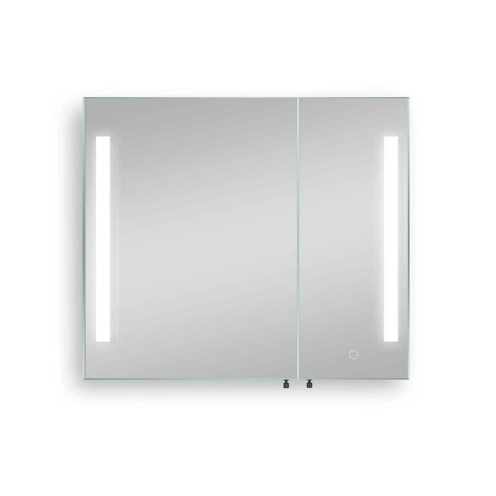 Unbranded 30 in. W x 26 in. H Medium Rectangular Black Iron Surface Mount Medicine Cabinet with Mirror and LED Light 5 Unbranded 30 in. W x 26 in. H Medium Rectangular Black Iron Surface Mount Medicine Cabinet with Mirror and LED Light - Image 3