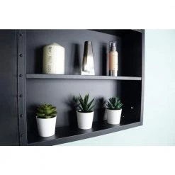 Unbranded 24 in. W x 30 in. H Rounded Rectangular Black Iron and Aluminum Recessed/Surface Mount Medicine Cabinet with Mirror 16 Unbranded 24 in. W x 30 in. H Rounded Rectangular Black Iron and Aluminum Recessed/Surface Mount Medicine Cabinet with Mirror -Makeup Mirrors Sales Store black medicine cabinets with mirrors ec mc2430 10117 1f 1000