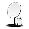 OVENTE 6 in. x 12 in. Surface-Mount Lighted Tabletop/Medicine Cabinet Makeup Mirror with 10X Mini Magnetic Mirror in Black -Makeup Mirrors Sales Store black ovente makeup mirrors mot22b 64 1000