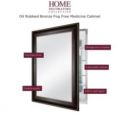 Home Decorators Collection 24 in. x 30 in. Fog Free Recessed or Surface Mount Medicine Cabinet in Oil Rubbed Bronze with Mirror -Makeup Mirrors Sales Store bronze home decorators collection medicine cabinets with mirrors 83016 1f 1000