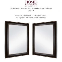 Home Decorators Collection 24 in. x 30 in. Fog Free Recessed or Surface Mount Medicine Cabinet in Oil Rubbed Bronze with Mirror -Makeup Mirrors Sales Store bronze home decorators collection medicine cabinets with mirrors 83016 44 1000