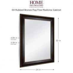 Home Decorators Collection 24 in. x 30 in. Fog Free Recessed or Surface Mount Medicine Cabinet in Oil Rubbed Bronze with Mirror -Makeup Mirrors Sales Store bronze home decorators collection medicine cabinets with mirrors 83016 4f 1000