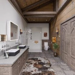 ALFI BRAND 7.875 in. x 7.875 in. Lighted Wall Makeup Mirror in Brushed Nickel -Makeup Mirrors Sales Store brushed nickel alfi brand makeup mirrors abm8wled bn 1f 1000