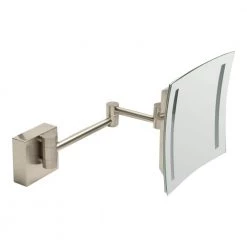ALFI BRAND 7.875 in. x 7.875 in. Lighted Wall Makeup Mirror in Brushed Nickel
