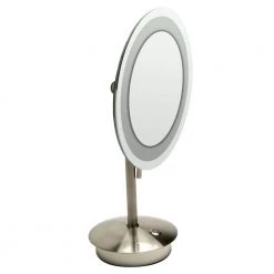 ALFI BRAND 9 in. x 14.25 in. Lighted Tabletop Makeup Mirror in Brushed Nickel