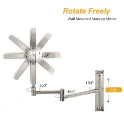 Unbranded 8 in. W x 8 in. H Round Moving Up and Down Magnifying Adjustable Wall Bathroom Makeup Mirror in Brushed Nickel -Makeup Mirrors Sales Store brushed nickel makeup mirrors ls8d w bn 4f 1000