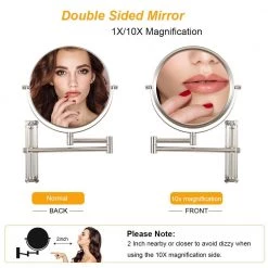 Unbranded 8 in. W x 8 in. H Round Moving Up and Down Magnifying Adjustable Wall Bathroom Makeup Mirror in Brushed Nickel -Makeup Mirrors Sales Store brushed nickel makeup mirrors ls8d w bn 76 1000