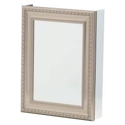 Pegasus 20 in. W x 26 in. H Framed Recessed or Surface-Mount Bathroom Medicine Cabinet with Deco Framed Door in Brushed Nickel