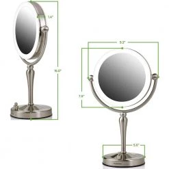 OVENTE Dual-Sided Magnifying LED Lighted Tabletop Makeup Mirror with Acrylic Edge with 1x 5x Magnification -Makeup Mirrors Sales Store brushed ovente makeup mirrors mkt75br1x5x 76 1000