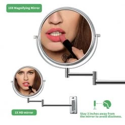 EAKYHOM 10X Wall Mount Bathroom Makeup Mirror in Chrome -Makeup Mirrors Sales Store chrome eakyhom makeup mirrors els8k wch10 1f 1000