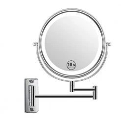 Unbranded 8 in. Small Round 10X Magnifying 3-Color-LED Touch Screen USB Charge 2-Sided Bathroom Makeup Mirror in Chrome