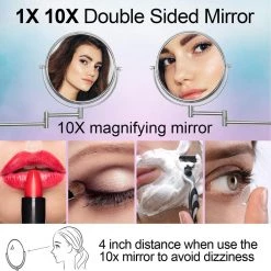 Unbranded 8 in. W x 8 in. H Small Round 2-Side 1X/10X Magnifying Telescopic Bathroom Wall Makeup Mirror in Chrome Finish V3 -Makeup Mirrors Sales Store chrome makeup mirrors aybszhd1688 1d 1000