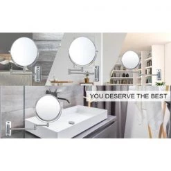 Unbranded 8 in. W x 8 in. H Small Round 2-Side 1X/10X Magnifying Telescopic Bathroom Wall Makeup Mirror in Chrome Finish V3 -Makeup Mirrors Sales Store chrome makeup mirrors aybszhd1688 1f 1000