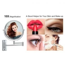 Unbranded 8 in. W x 8 in. H Small Round 2-Side 1X/10X Magnifying Telescopic Bathroom Wall Makeup Mirror in Chrome Finish V3 -Makeup Mirrors Sales Store chrome makeup mirrors aybszhd1688 66 1000