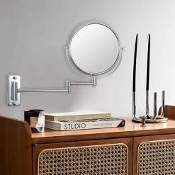 Unbranded 8 in. X 8 in. Small Round Magnifying Freestanding Bathroom Makeup Mirror in Adjustable 1x/10x Magnification 12 Unbranded 8 in. X 8 in. Small Round Magnifying Freestanding Bathroom Makeup Mirror in Adjustable 1x/10x Magnification -Makeup Mirrors Sales Store chrome makeup mirrors chuchu xb479 1f 1000