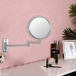 Unbranded 8 in. X 8 in. Small Round Magnifying Freestanding Bathroom Makeup Mirror in Adjustable 1x/10x Magnification 14 Unbranded 8 in. X 8 in. Small Round Magnifying Freestanding Bathroom Makeup Mirror in Adjustable 1x/10x Magnification -Makeup Mirrors Sales Store chrome makeup mirrors chuchu xb479 fa 1000