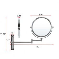 Unbranded 8.01 in. X 8.01 in. Small Round Magnifying Wall Mounted Bathroom Makeup Mirror in Adjustable 1x/10x Magnification -Makeup Mirrors Sales Store chrome makeup mirrors chuchu xb482 1f 1000