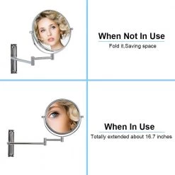 Unbranded 8.01 in. X 8.01 in. Small Round Magnifying Wall Mounted Bathroom Makeup Mirror in Adjustable 1x/10x Magnification -Makeup Mirrors Sales Store chrome makeup mirrors chuchu xb482 44 1000