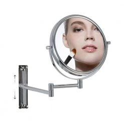 Unbranded 8.01 in. X 8.01 in. Small Round Magnifying Wall Mounted Bathroom Makeup Mirror in Adjustable 1x/10x Magnification -Makeup Mirrors Sales Store chrome makeup mirrors chuchu xb482 c3 1000