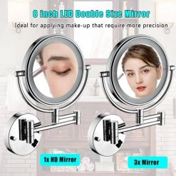 Unbranded Breault 8 in. W x 8 in. H Small Round Magnifying Wall Mount Bathroom Makeup Mirror in Chrome -Makeup Mirrors Sales Store chrome makeup mirrors dt 9301cp m 76 1000