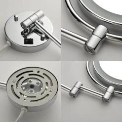 Unbranded 8 in. W x 8 in. H LED Round Magnifying Freestanding Bathroom Vanity Makeup Mirror with 360 Degree Rotation in Chrome -Makeup Mirrors Sales Store chrome makeup mirrors ec bmc 3194 1f 1000