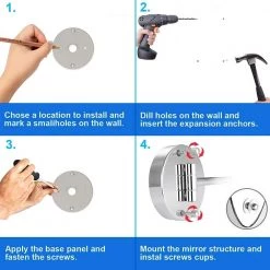 Unbranded 8 in. W x 8 in. H LED Round Magnifying Freestanding Bathroom Vanity Makeup Mirror with 360 Degree Rotation in Chrome -Makeup Mirrors Sales Store chrome makeup mirrors ec bmc 3194 4f 1000