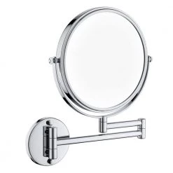 Unbranded 8 in. W x 8 in. H LED Round Magnifying Freestanding Bathroom Vanity Makeup Mirror with 360 Degree Rotation in Chrome