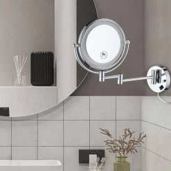 Interbath 8 in. x 8 in. Small Round Magnifying Freestanding Bathroom Makeup Mirro in Chrome -Makeup Mirrors Sales Store chrome makeup mirrors itbmm1930ch 31 1000