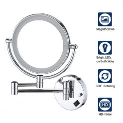 Interbath 8 in. x 8 in. Small Round Magnifying Freestanding Bathroom Makeup Mirro in Chrome -Makeup Mirrors Sales Store chrome makeup mirrors itbmm1930ch 4f 1000