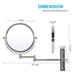 Unbranded 8 in. W x 8 in. H Round Moving Up and Down Magnifying Adjustable Freestanding Bathroom Makeup Mirror in Chrome -Makeup Mirrors Sales Store chrome makeup mirrors ls8d w ce 4f 1000