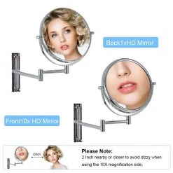 Unbranded 8 in. W x 8 in. H Round Moving Up and Down Magnifying Adjustable Freestanding Bathroom Makeup Mirror in Chrome -Makeup Mirrors Sales Store chrome makeup mirrors ls8d w ce 76 1000