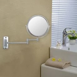Unbranded 8 in. W X 8 in. H Round Magnifying Adjustable Freestanding Bathroom Makeup Mirror in Chrome -Makeup Mirrors Sales Store chrome makeup mirrors ls8k w ce 4f 1000