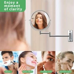 Movisa 16.8 in. W x 12 in. H Wall Mount Two-Sided Magnifying Makeup Vanity Mirror in Chrome -Makeup Mirrors Sales Store chrome makeup mirrors mvnledm01 31 1000