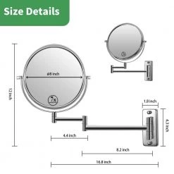 Movisa 16.8 in. W x 12 in. H Wall Mount Two-Sided Magnifying Makeup Vanity Mirror in Chrome -Makeup Mirrors Sales Store chrome makeup mirrors mvnledm01 4f 1000