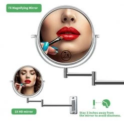 Movisa 16.8 in. W x 12 in. H Wall Mount Two-Sided Magnifying Makeup Vanity Mirror in Chrome -Makeup Mirrors Sales Store chrome makeup mirrors mvnledm01 e1 1000