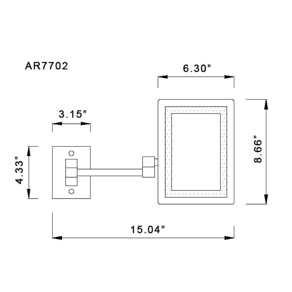 Nameeks Glimmer 6.3 in. x 8.7 in. Wall Mounted LED 3x Rectangle Makeup Mirror in Chrome Finish 5 Nameeks Glimmer 6.3 in. x 8.7 in. Wall Mounted LED 3x Rectangle Makeup Mirror in Chrome Finish - Image 3