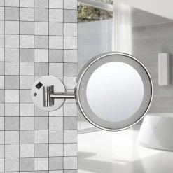 Nameeks Glimmer 8 in. x 8 in. Wall Mounted LED 3x Round Makeup Mirror in Chrome Finish -Makeup Mirrors Sales Store chrome nameeks makeup mirrors nameeks ar7704 cr 3x e1 1000