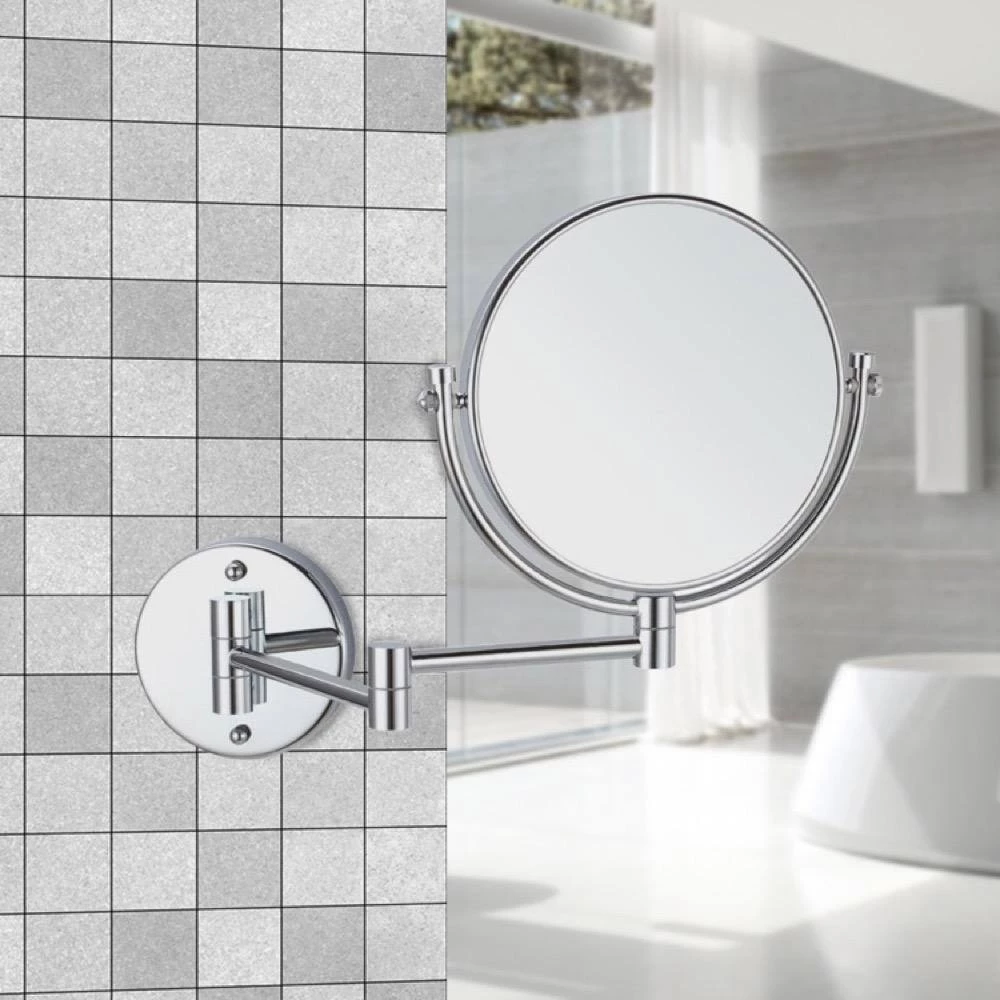 Nameeks Glimmer 8 in. x 8 in. Wall Mounted 3x Round Makeup Mirror in Chrome Finish 4 Nameeks Glimmer 8 in. x 8 in. Wall Mounted 3x Round Makeup Mirror in Chrome Finish - Image 2