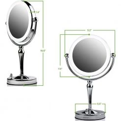 OVENTE Dual-Sided Magnifying LED Lighted Tabletop Makeup Mirror with Acrylic Edge, 1x or 5x Magnification 15 OVENTE Dual-Sided Magnifying LED Lighted Tabletop Makeup Mirror with Acrylic Edge, 1x or 5x Magnification -Makeup Mirrors Sales Store chrome ovente makeup mirrors mkt75ch1x5x 1d 1000