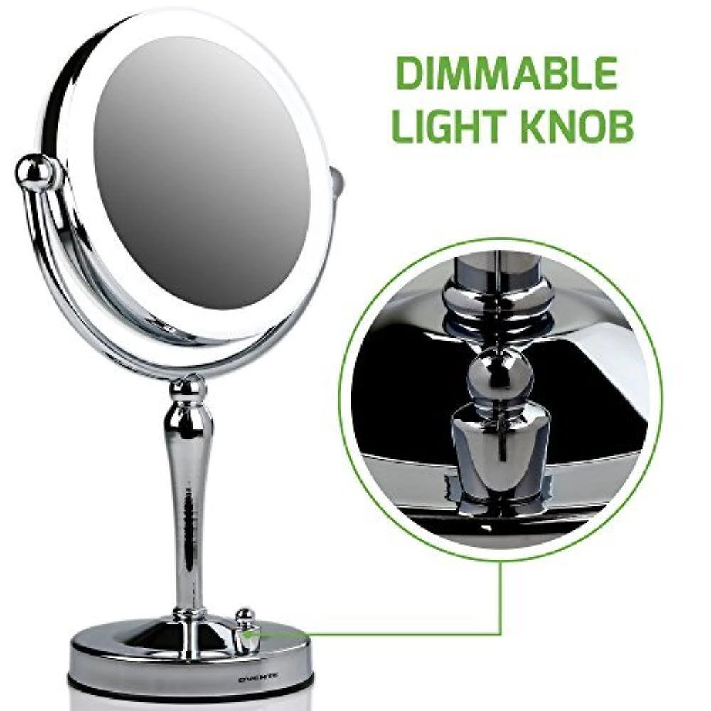 OVENTE Dual-Sided Magnifying LED Lighted Tabletop Makeup Mirror with Acrylic Edge, 1x or 5x Magnification 9 OVENTE Dual-Sided Magnifying LED Lighted Tabletop Makeup Mirror with Acrylic Edge, 1x or 5x Magnification - Image 7