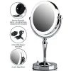 OVENTE Dual-Sided Magnifying LED Lighted Tabletop Makeup Mirror with Acrylic Edge, 1x or 5x Magnification -Makeup Mirrors Sales Store chrome ovente makeup mirrors mkt75ch1x5x 64 1000