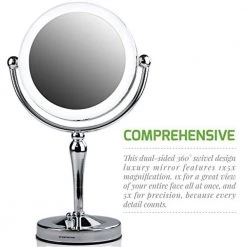 OVENTE Dual-Sided Magnifying LED Lighted Tabletop Makeup Mirror with Acrylic Edge, 1x or 5x Magnification 21 OVENTE Dual-Sided Magnifying LED Lighted Tabletop Makeup Mirror with Acrylic Edge, 1x or 5x Magnification -Makeup Mirrors Sales Store chrome ovente makeup mirrors mkt75ch1x5x 76 1000