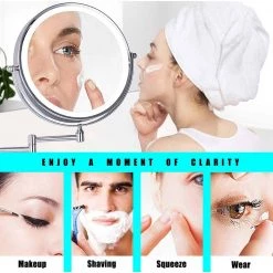 Whatseaso 13.50 in. W x 8.00 in. H Small Round Magnifying Wall Mount Bathroom Makeup Mirror in Chrome -Makeup Mirrors Sales Store chrome whatseaso makeup mirrors lnn mr110502501 4f 1000