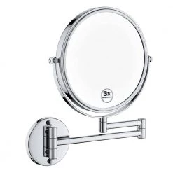 Whatseaso 13.50 in. W x 8.00 in. H Small Round Magnifying Wall Mount Bathroom Makeup Mirror in Chrome