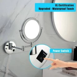 Whatseaso 13.50 in. W x 8.00 in. H Small Round Magnifying Wall Mount Bathroom Makeup Mirror in Chrome -Makeup Mirrors Sales Store chrome whatseaso makeup mirrors lnn mr110502501 fa 1000